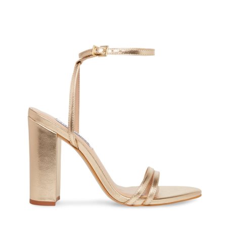 Gold Steve Madden Candid Leather Women's Heels Sandals | PH 5618CGW